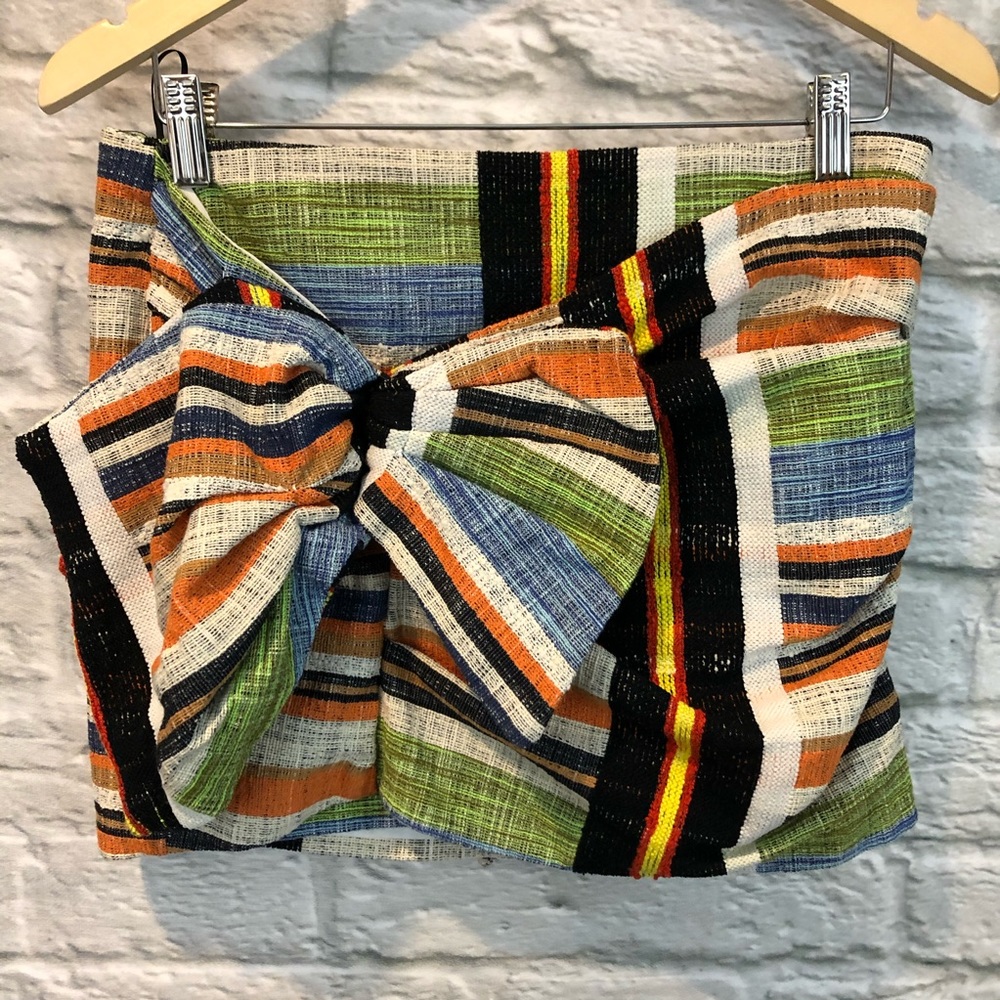 NWT No.21 Size 40 Colorful Woven Mini Skirt w/ Bow
